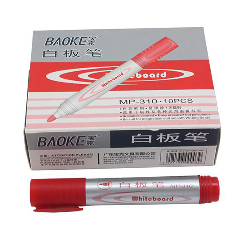 宝克（BAOKE） MP-310 大容量白板笔 10支/盒（红色）